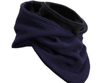 Hooded Loop (Navy) - Kapuzen Schal, Loop aus hochwertigem Alpenfleece mit integriertem Windbreaker für Nase, Mund & Nacken (Manufaktur13)