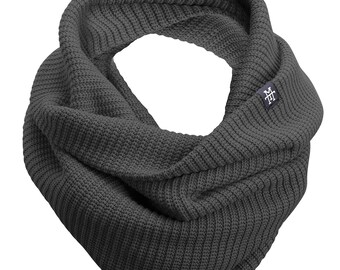Knit Loop - Schlauchschal, Strick Loop mit Waffle Knit Muster, Wollschal/Langschal in versch. Farben erhältlich (Grey Storm)