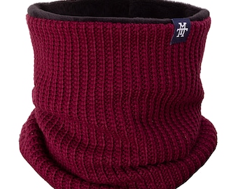 Knit Neckwarmer - Fleeceschal, Halstuch, Schlauchschal, Multifunktionstuch, elastisch/dehnbar, Schal, Dreiecktuch, Loopschal (Bordeaux)