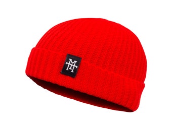 Manufaktur13 Heritage Docker Beanie - Dockermütze, Work Wear Dockercap, Fischermütze, Strickmütze, Vegan (Red)