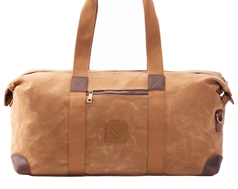 Vintage Duffel Bag - Weekender, Reisetasche 19L, Tragetasche, Canvas Baumwolle, Schultertasche mit Schultergurt (Rough Sand)