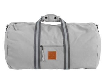 Canvas Barrel Bag - Sporttasche, 45 Liter, Duffel Bag Tasche mit Echt-Leder Veredelung (Manufaktur13) (Asphalt)