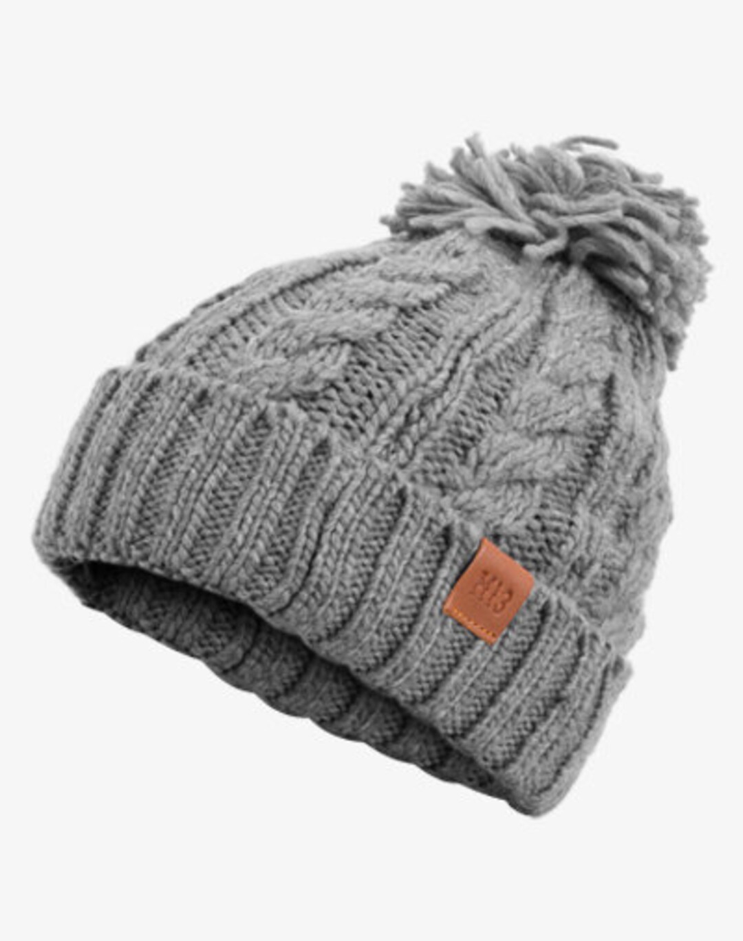 Rough Knit Beanie Grey - Winter Hat, Knitted Hat, Bobble Hat