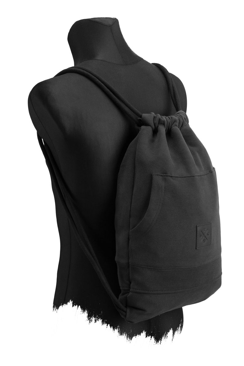 M13 Hoodie Sports Bag Gym Bag mit Pullover Bauchtasche, Turnbeutel, Sportbeutel, Rucksack Beutel mit Reißverschlussfach Black Out Bild 4