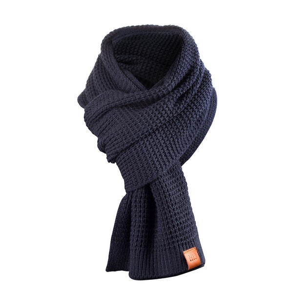 Rough Scarf - scarf, knitted scarf, long scarf with genuine leather finish (Manufaktur13/M13)