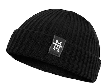 Manufaktur13 Heritage Docker Beanie - Dockermütze, Work Wear Dockercap, Fischermütze, Strickmütze, Vegan (Black)