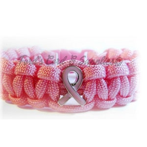 Breast Cancer Awareness Bracelet, Paracord Bracelet, Survival Bracelet, Pink Ribbon, Breast Cancer Survivor, Breast Cancer Awareness image 1