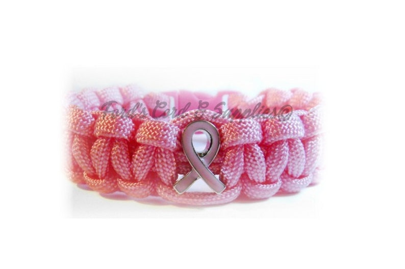 Breast Cancer Awareness Bracelet, Paracord Bracelet, Survival Bracelet, Pink Ribbon, Breast Cancer Survivor, Breast Cancer Awareness image 1