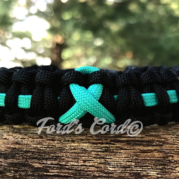 Awareness Ribbon Bracelet, Paracord Bracelet, Breast Cancer, Leukemia, Ovarian Cancer, Cervical Cancer, Rheumatoid Arthritis, Down Syndrome