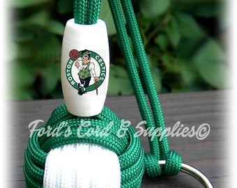 Boston Celtics Monkey Fist Keychain, Paracord Keychain, Basketball Team Keychain, Fan Gear, Gift