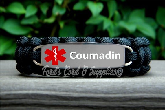 Coumadin Medical Id Stainless Triple Stranded Bracelet with Tag 