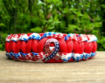 United States Ribbon Bracelet, USA, Independence Day, July 4th, America Bracelet for 7" Wrist Measurement, Ready to Ship
