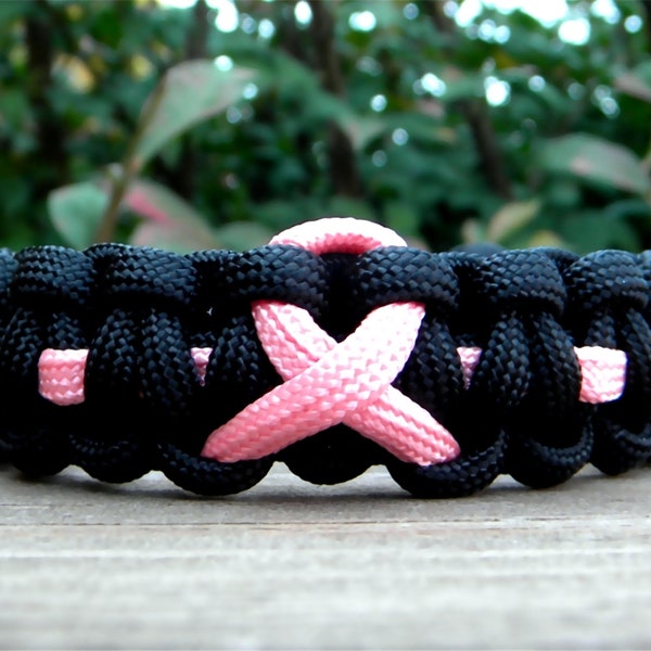 Breast Cancer Awareness Bracelet, Paracord Bracelet, Survival Bracelet, Support Bracelet, Pink Ribbon Bracelet, Survivor Bracelet, Gift