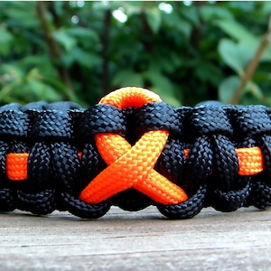 Orange Awareness Ribbon Bracelet, Paracord Survival Bracelet, Leukemia, Multiple Sclerosis, Kidney Cancer, Spinal Cancer, Support Bracelet image 1