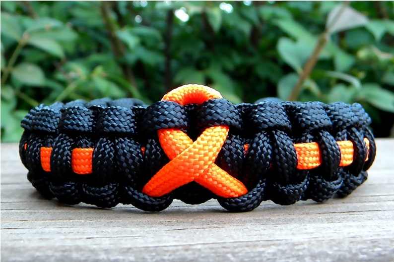 Orange Awareness Ribbon Bracelet, Paracord Survival Bracelet, Leukemia, Multiple Sclerosis, Kidney Cancer, Spinal Cancer, Support Bracelet image 1