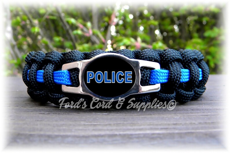 POLICE Thin Blue Line Survival Paracord Bracelet Law Etsy