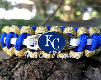 Kansas City Royals Bracelet, Paracord Bracelet, Baseball Bracelet, Fan Gear, Gift, Made for a 7" Wrist Measurement, Ready to Ship