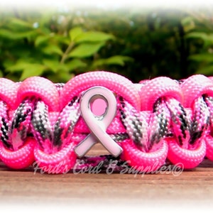 Breast Cancer Awareness Bracelet, Paracord Bracelet, Survival Bracelet, Pink Ribbon, Breast Cancer Survivor, Breast Cancer Awareness image 2