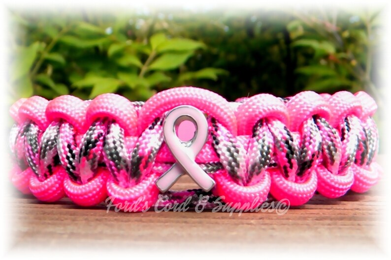 Breast Cancer Awareness Bracelet Paracord Bracelet Survival Etsy