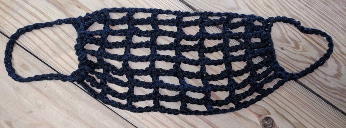 BLACK cotton crochet face mask netting mesh look COSTUME image 0