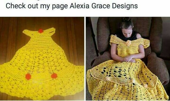 belle dress crochet blanket Princess Dress Blankets Are Magical But You Need To Crochet Them Yourself