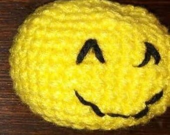 Crochet hacky sacks - yellow EMOJI smile - free shipping