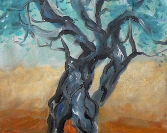 Modern Olive tree painting Print, Tree acrylic painting art Print, Living room decor