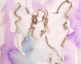 Angel Watercolor Painting Print, Spiritual art