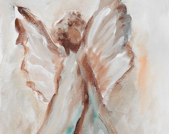 Guardian Angel Art Print, Spiritual Wall Decor (8x10)