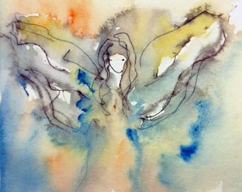 Guardian Angel Painting Print, Spiritual Artwork