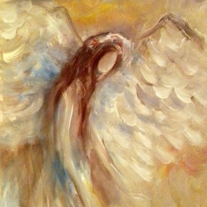 Guardian Angel painting Print spiritual art figurative painting Print
