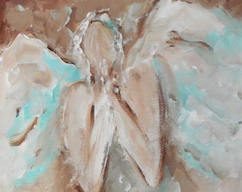 Guardian Angel Print, Spiritual Figurative Art (7.8x10)