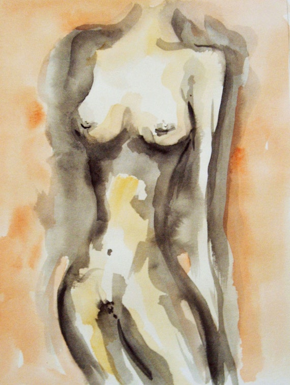 Original Akt Gemalde Aquarell Akt Frau S Korper Etsy