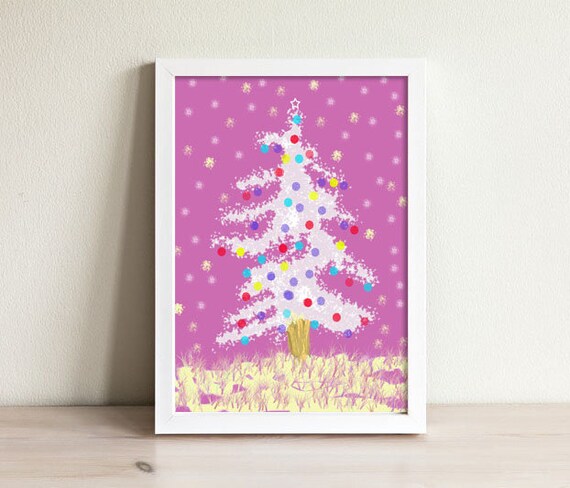 Christmas Tree Illustration Instant Download Holiday Decor | Etsy