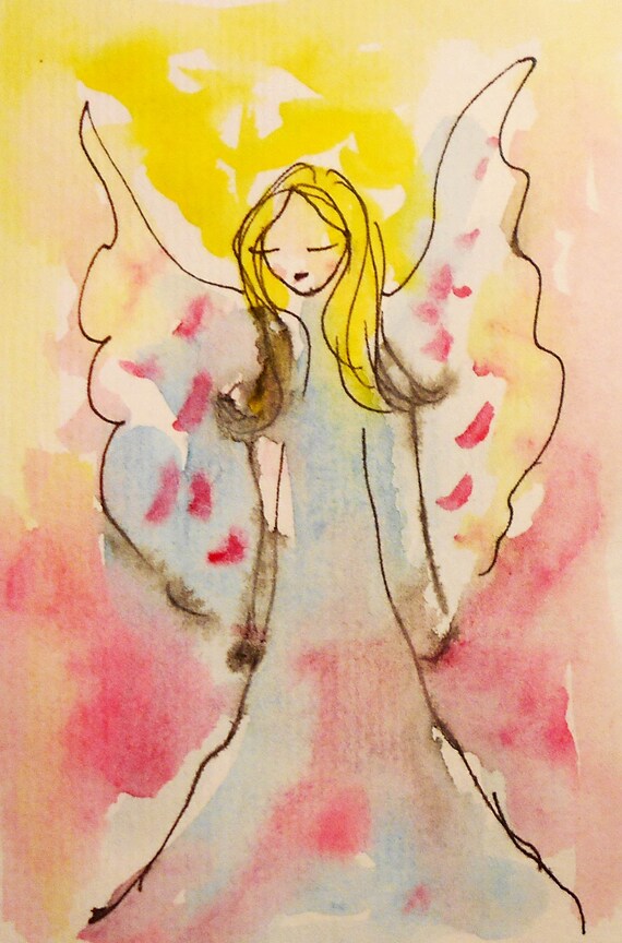 Ange Gardien Peinture Peinture Aquarelle Originale Petits Etsy Canada