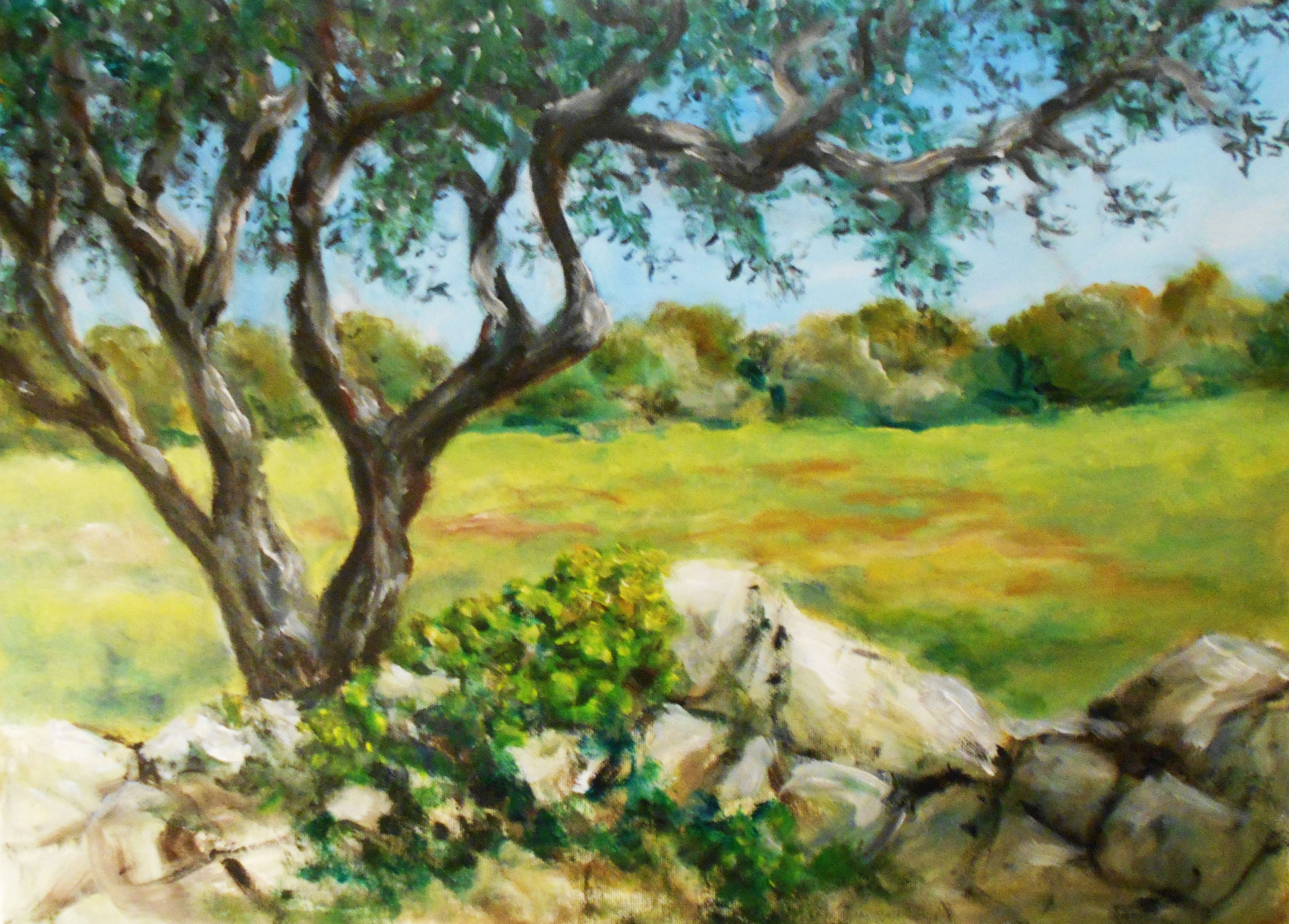 Original Olive Tree Painting Landscape on canvas Acrylic on Etsy