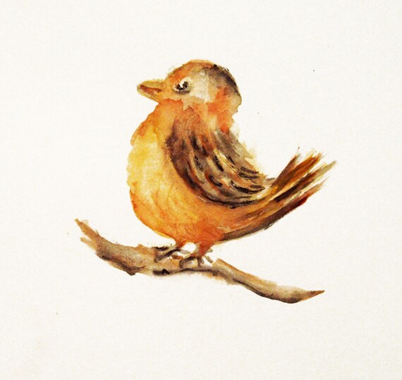 Jaune Oiseau Oiseau Aquarelle Originale Petit Oiseau Mignon Aquarelle Idée Cadeau Art Animalier
