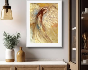 Guardian Angel painting Print, Spiritual art