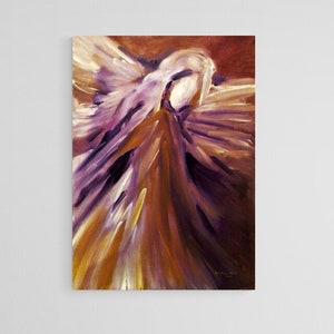 Large Original Angel painting on canvas Spiritual art Guardian angel Figurative painting
