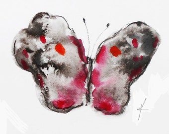 Pintura de acuarela de mariposa, impresión animal moderna (descarga digital)