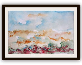 Abstract Watercolor Landscape Print, Modern Wall Art (A4 Print )