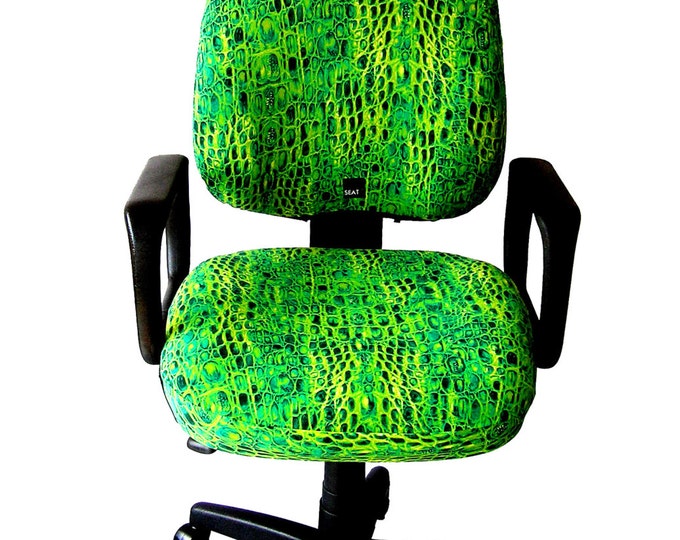 Office Chair Slipcover, One Size Fit All, Blue and Green Snake Limited