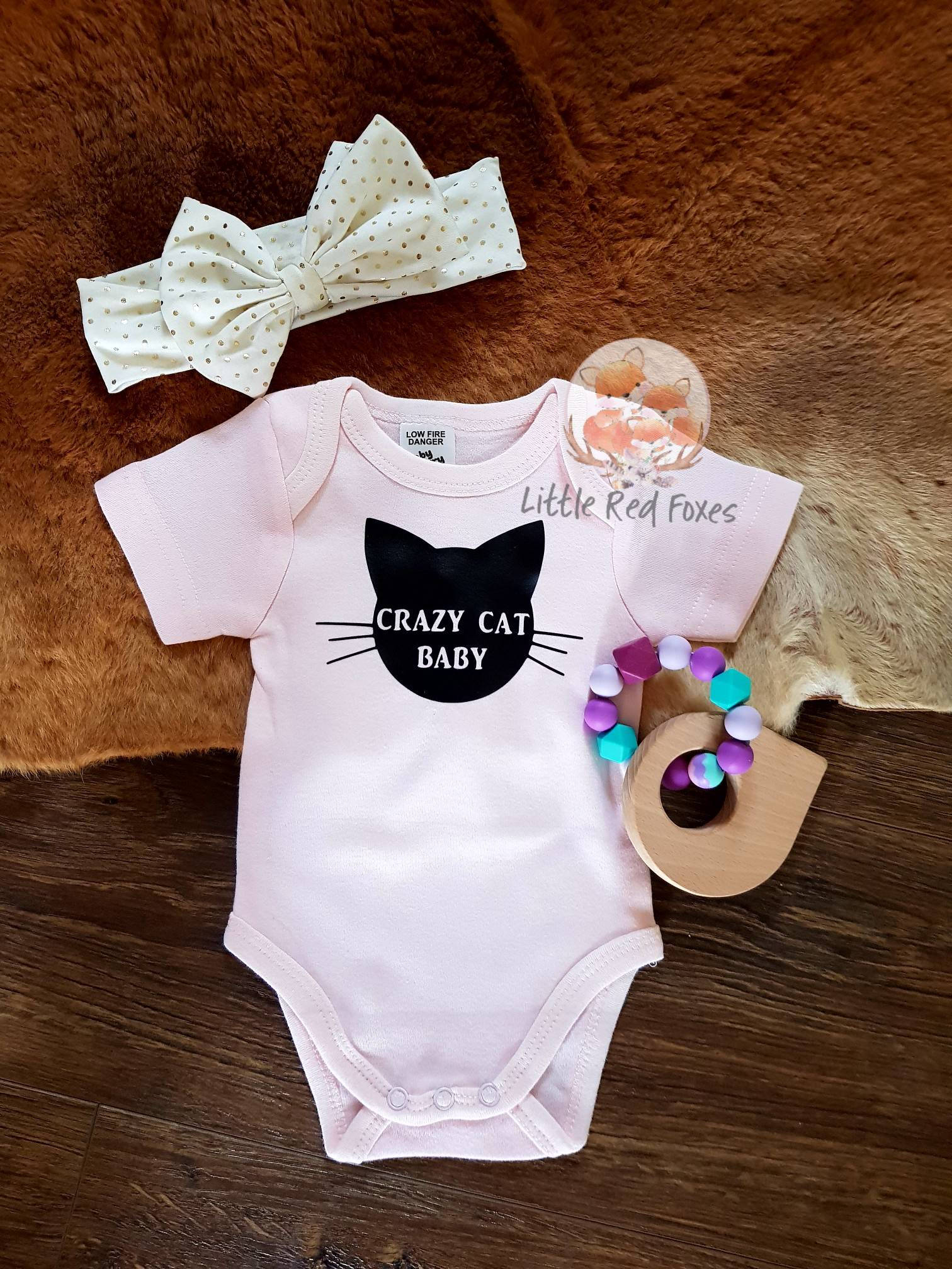 crazy cat baby onesie cat onesie kitten onesie Etsy