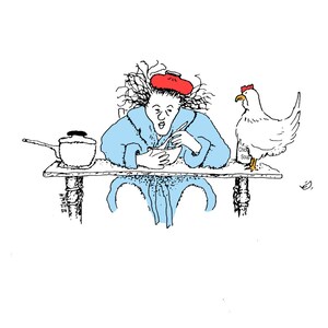 Cartão de melhoras para impressão (canja de galinha), 5" x 7", ilustração original, feito à mão