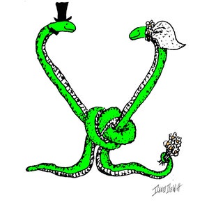 DRUCKBARE Hochzeitskarte (Schlangenhochzeit), 5"x 7", Original Illustration, handgemacht