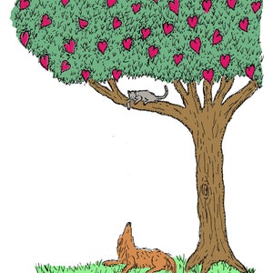 Tarjeta IMPRIMIBLE Te Amo (Árbol del Corazón), 5" x 7", Ilustración Original, hecha a mano