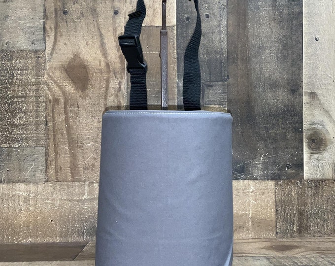 Car Trash Bag with adjustable strap,backseat car accessory, Gray Canvas, garbage bin, gearshift,headrest, car trash bags, back to school