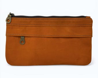 Waxed Canvas Wallet | Zipper Wallet Pouch | Minimalist EDC Wallet | Bushcraft Canvas Wallet | Travel Card Holder | Marmalade