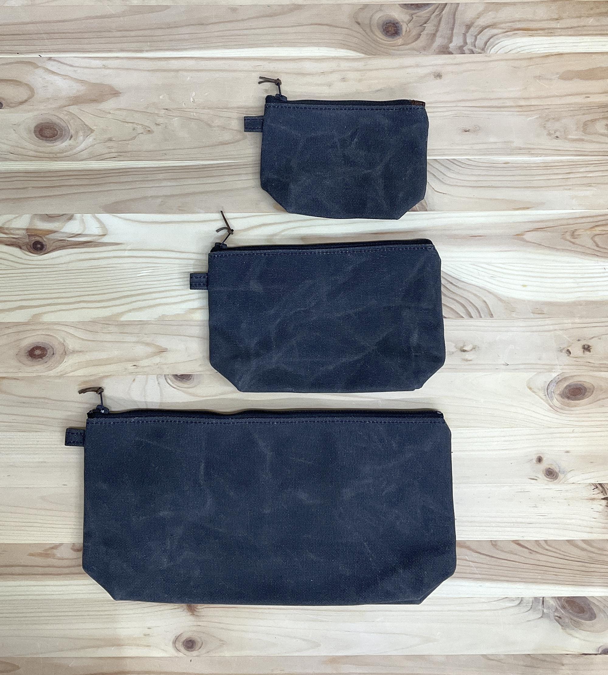 Waxed canvas pouch set charcoal with nylon zipper Waxed canvas pouch set charcoal with nylon zipper