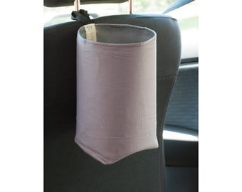 Dark Gray Car Trash Bag, washable lining, Wastebasket, garbage bin, Car Trash Can, Women accessory, headrest, Car trash Bags, Back to school